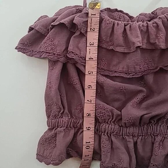 AMERICAN EAGLE Women's Pink Ruffle Cropped Tank Adjustable Straps - Size Small - Picture 8 of 11